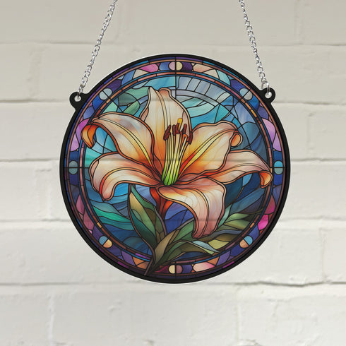 Lily Stained Glass Effect Suncatcher